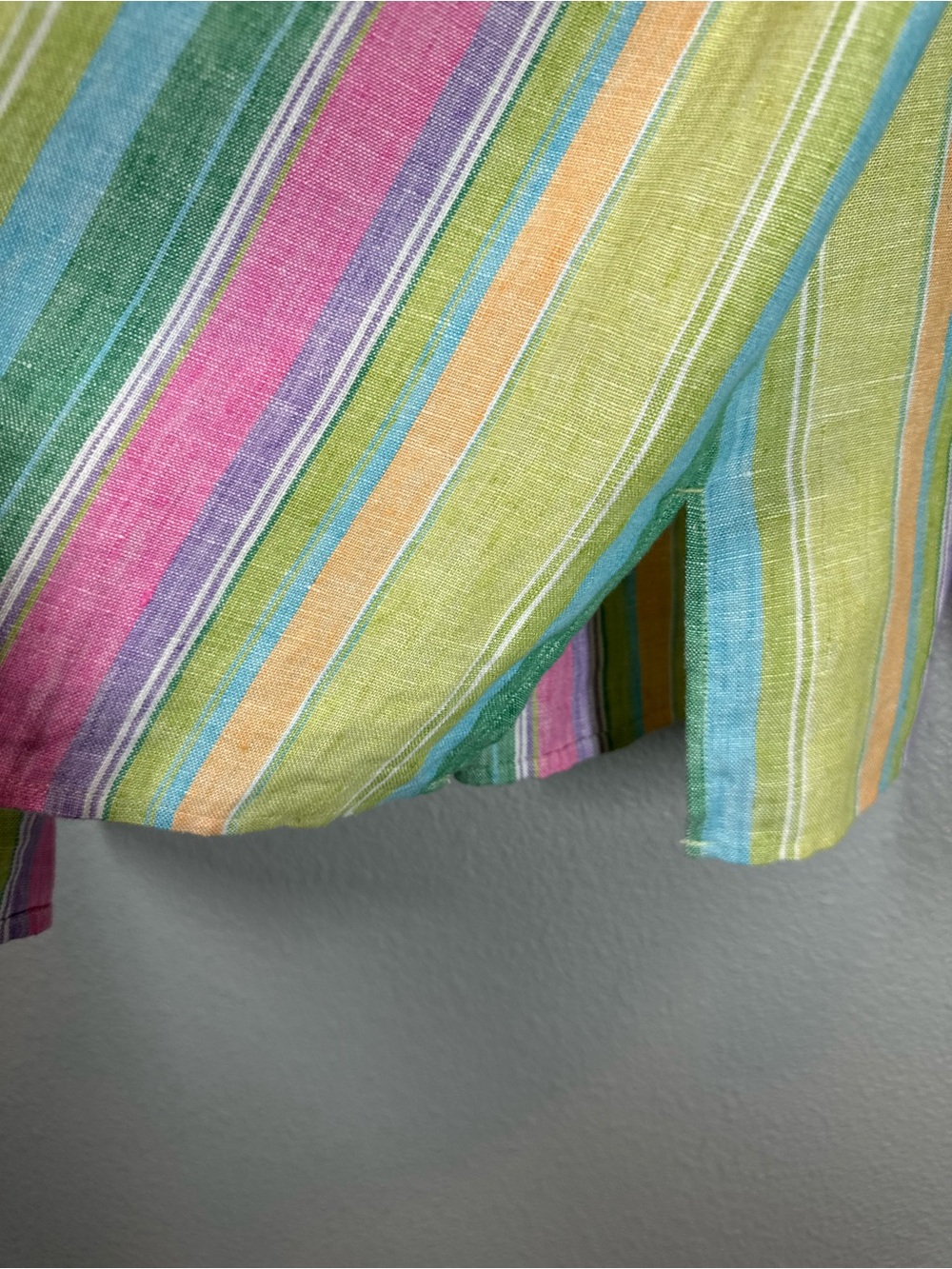 VINTAGE STUDIO WORKS Women’s plus size 1X colorful linen striped button-down top - Picture 7 of 9